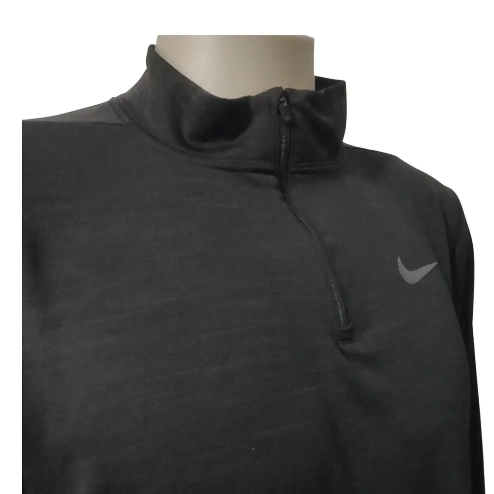 Nike Pullover Mens M Black‎ Dri-FIT Quarter Zip Long Sleeve Training Top Heather